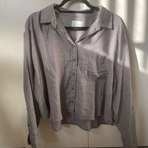 Plaid American Eagle Cropped Button-Up